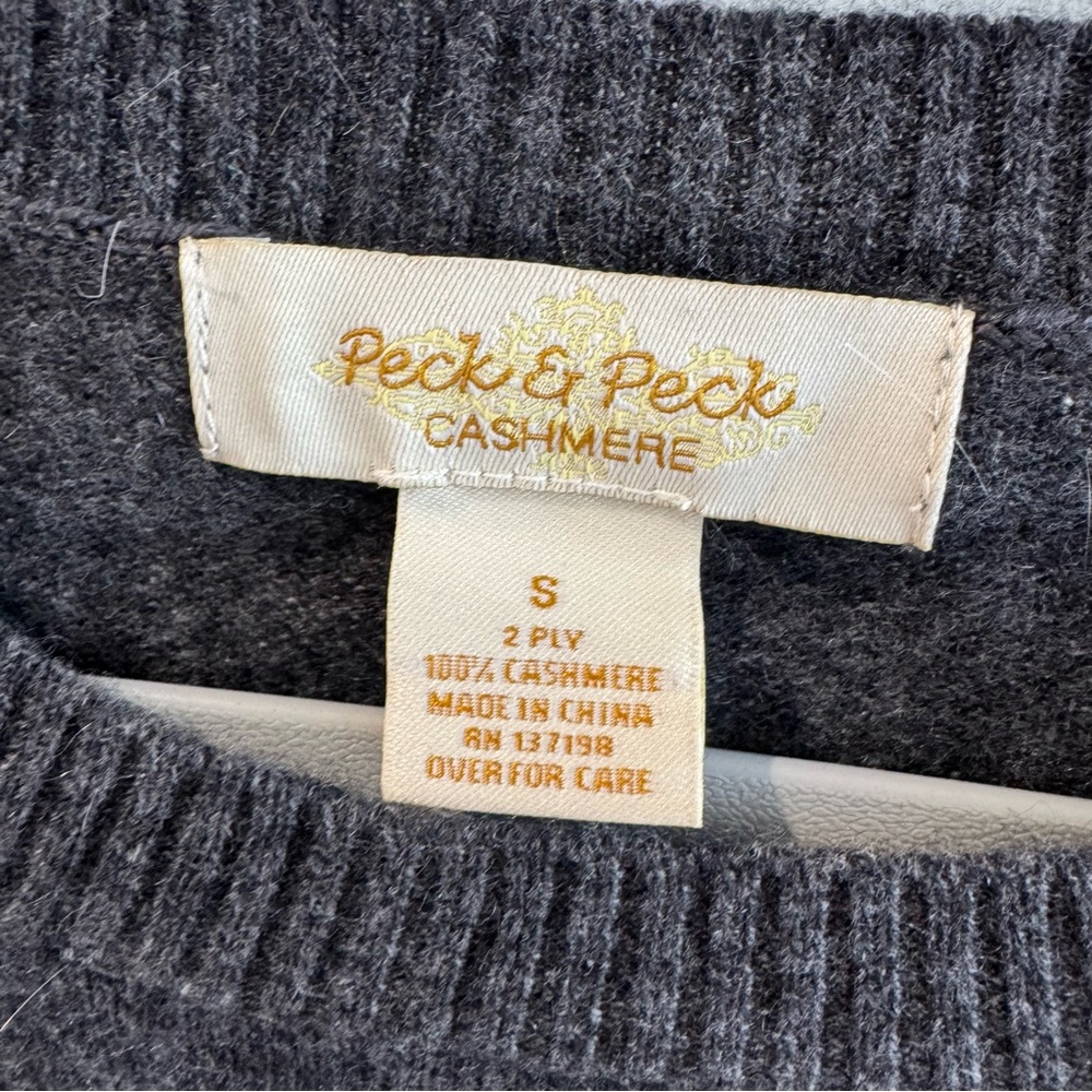 Peck‎ & Peck 2 Ply 100% Cashmere Gray Zebra Sweater Small - Picture 2 of 3